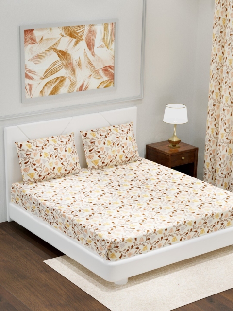 eCraftIndia Cream-Coloured & Brown Floral 250 TC Cotton King Bedsheet with 2 Pillow Covers
eCraftIndia Cream-Coloured & Brown Floral 250 TC Cotton King Bedsheet with 2 Pillow Covers