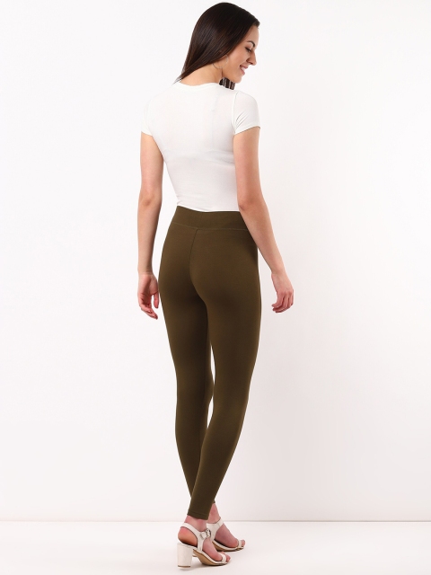 Marks & Spencer Women Olive Green Solid Ankle-Length Leggings