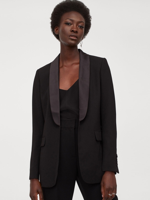 H&M Women Black Tuxedo Jacket