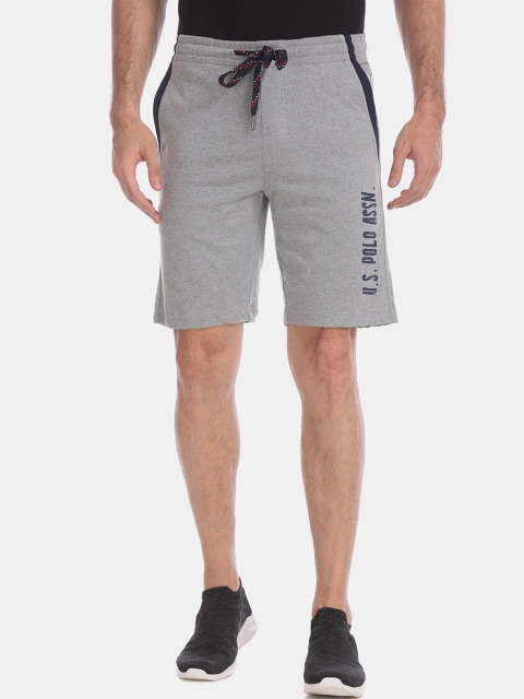 U.S. Polo Assn. Men Grey Solid Regular Fit Sports Shorts