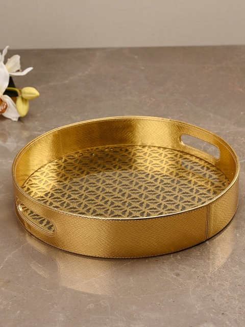 Pure Home and Living Gold-Toned & Transparent Lattice Printed Tray