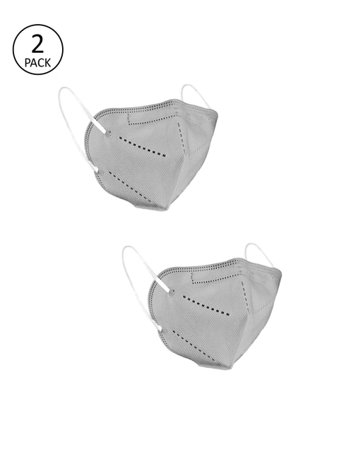 OOMPH Unisex Pack of 2 Pcs Grey Reusable 5-Ply Protective N95 Masks
