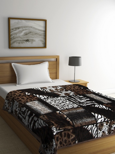 NEUDIS Black & Brown Abstract Heavy Winter 450 GSM Single Bed Blanket