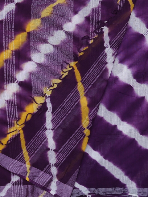 Pothys Purple Printed Linen Blend Saree