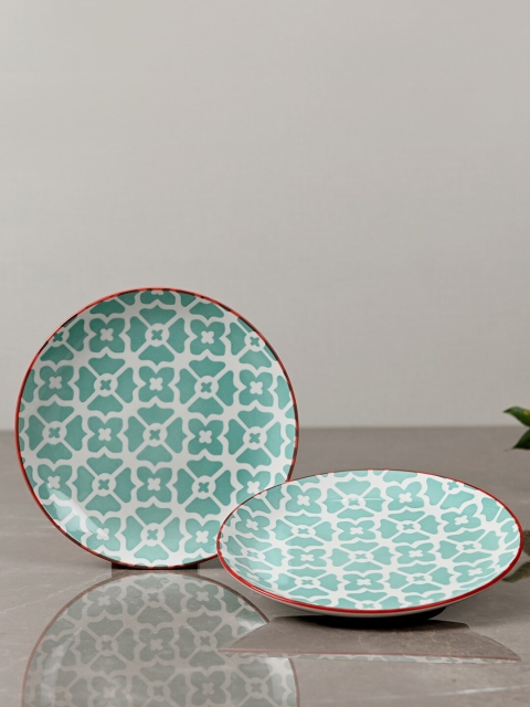 Pure Home and Living Blue Blue 2 Pieces Printed Porcelain Dessert Plates