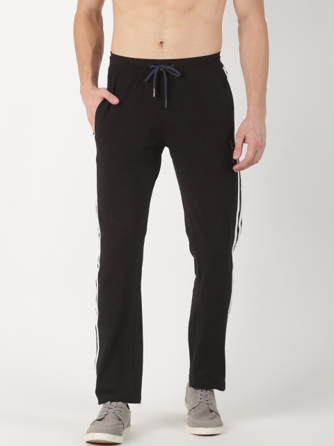 Soul Space Men Black Solid Relaxed-Fit Organic Cotton Track Pants