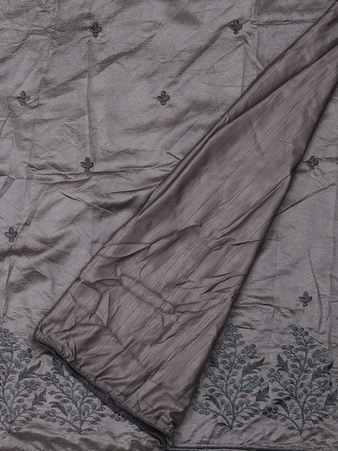 Pothys Grey Embroidered Jute Silk Saree