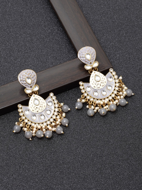 Ibtida Grey Gold-Plated Circular Handcrafted Drop Earrings