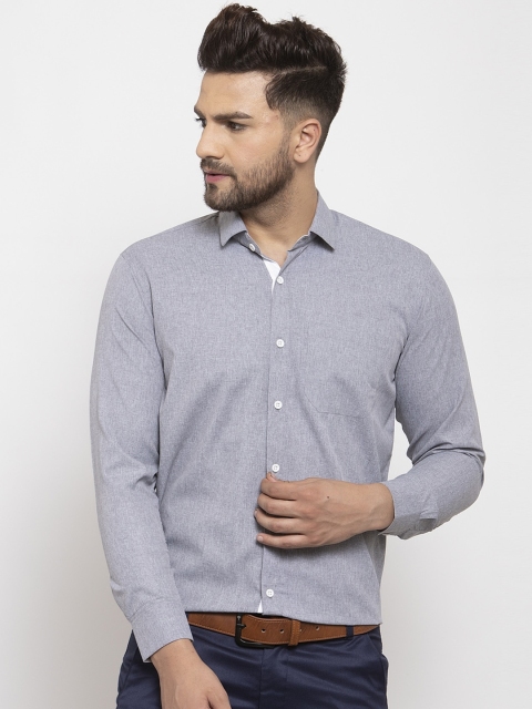 JAINISH Men Grey Smart Regular Fit Solid Formal Shirt