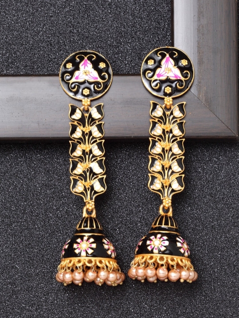 Ibtida Black & Gold-Plated Dome Shaped Jhumkas