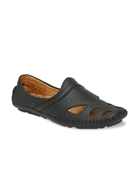 El Paso Men Black Laser Cut Shoe-Style