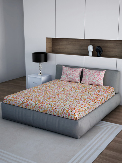 CORE Designed by SPACES White & Orange Floral 144 TC Cotton 1 Queen Bedsheet with 2 Pillow Covers
CORE Designed by SPACES White & Orange Floral 144 TC Cotton 1 Queen Bedsheet with 2 Pillow Covers