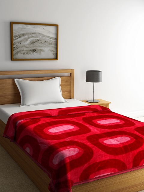 NEUDIS Maroon Geometric Heavy Winter 600 GSM Single Bed Blanket