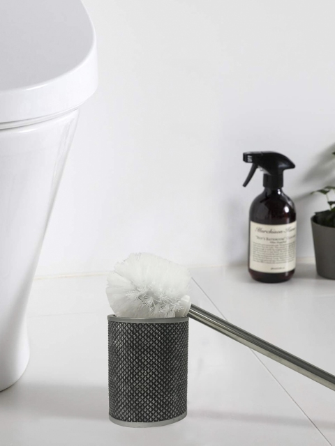 OBSESSIONS Black & Steel-Toned Textured Polyresin Alvina Toilet Brush With Holder