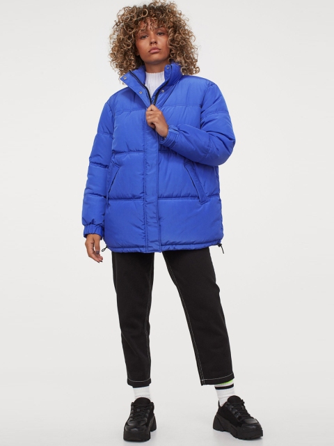 H&M Women Blue Oversized Jacket