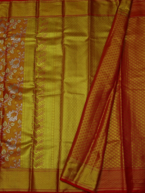 Pothys Gold-Toned & Pink Tissue Woven Design Saree