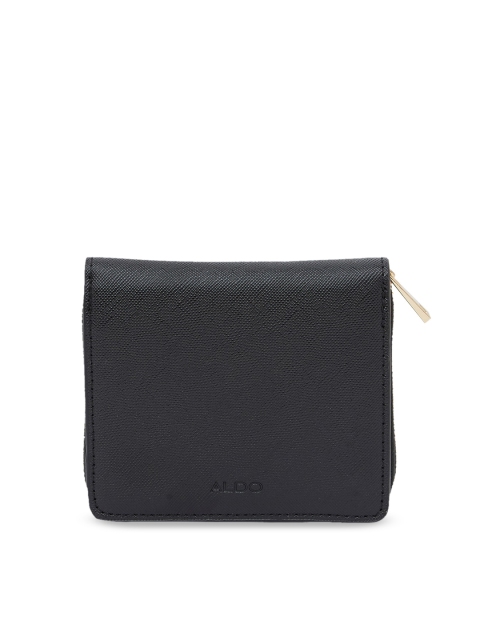 ALDO Women Black Solid Zip Around Wallet