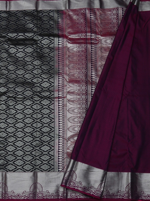 Pothys Black & Purple Tissue Woven Design Saree