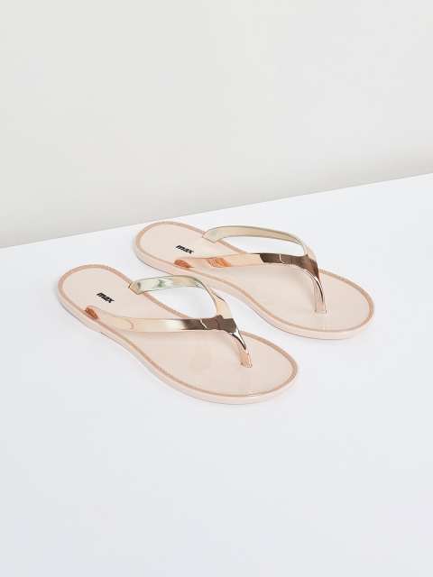 max Women Gold Solid Thong Flip-Flops
