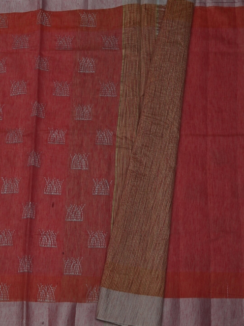 Pothys Pink & Grey Silk Cotton Woven Design Saree