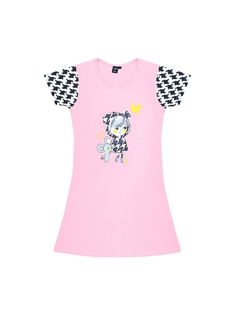 Todd N Teen Girls Pink & Black Printed Sleep Shirt