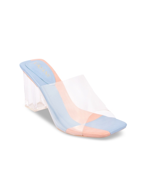 URBANE Women Blue Transparent Finish Block Heels