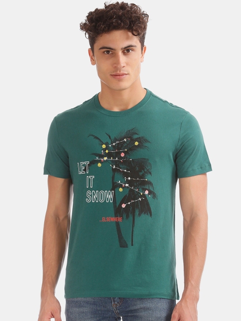 GAP Men Green Printed Round Neck T-shirt