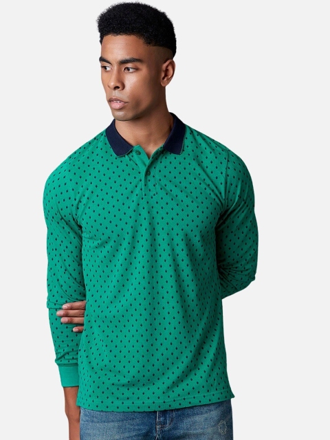 MARCA Disati Men Green Printed Polo Collar T-shirt