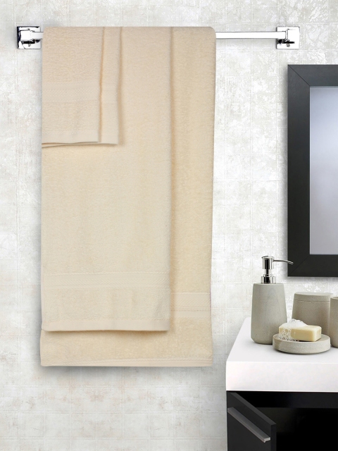 Raymond Home Unisex Set Of 4 Cream-Coloured Solid 450 GSM Towel Set