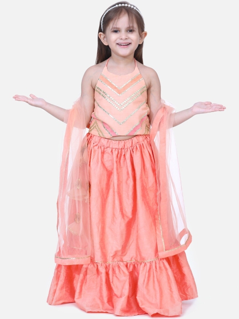 Fairies Forever Girls Peach-Coloured & Gold-Coloured Embellished Ready To Wear Lehenga & Blouse With Dupatta
Fairies Forever Girls Peach-Coloured & Gold-Coloured Embellished Ready To Wear Lehenga & Blouse With Dupatta