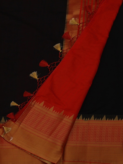 Pothys Navy Blue & Red Art Silk Woven Design Saree