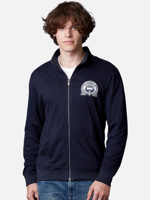 MARCA Disati Men Navy Blue Solid Sweatshirt