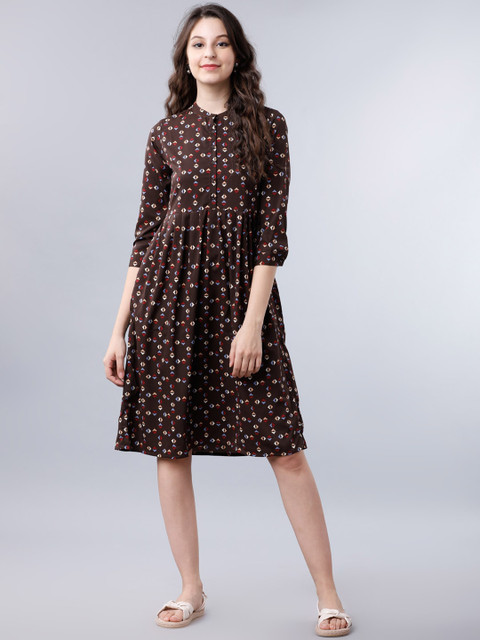 Tokyo Talkies Women Brown Printed Fit and Flare Dress
Tokyo Talkies Women Brown Printed Fit and Flare Dress