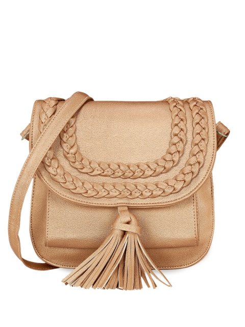 KLEIO Peach-Coloured Textured Sling Bag