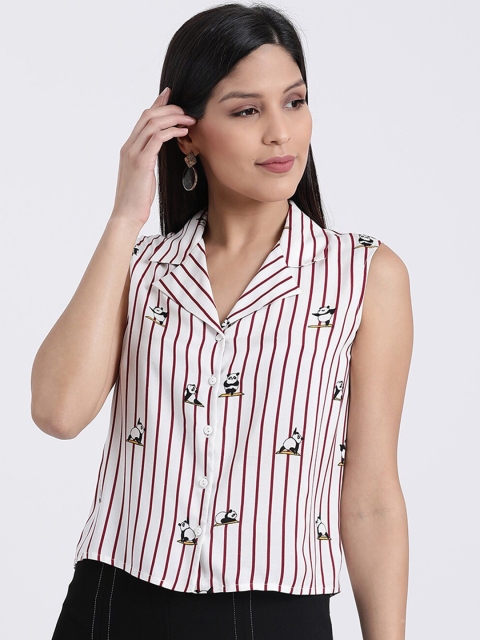 Zink London Women White Printed Shirt Style Top