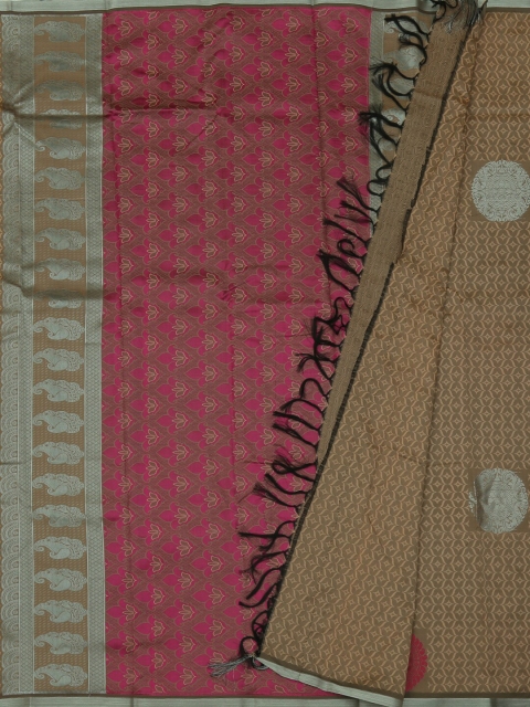 Pothys Brown & Green Art Silk Woven Design Saree