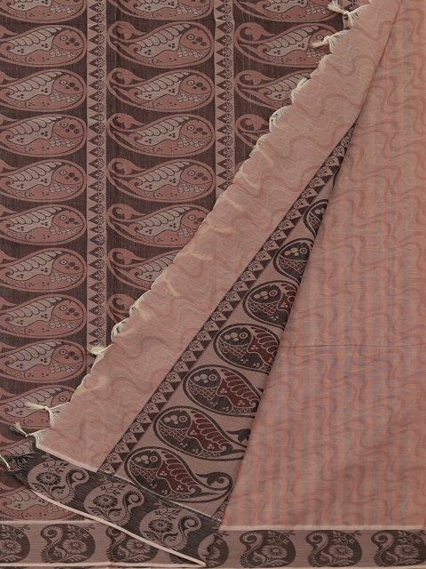 Pothys Grey & Pink Pure Cotton Checked Saree