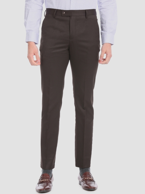 Arrow Men Brown Regular Fit Solid Formal Trousers