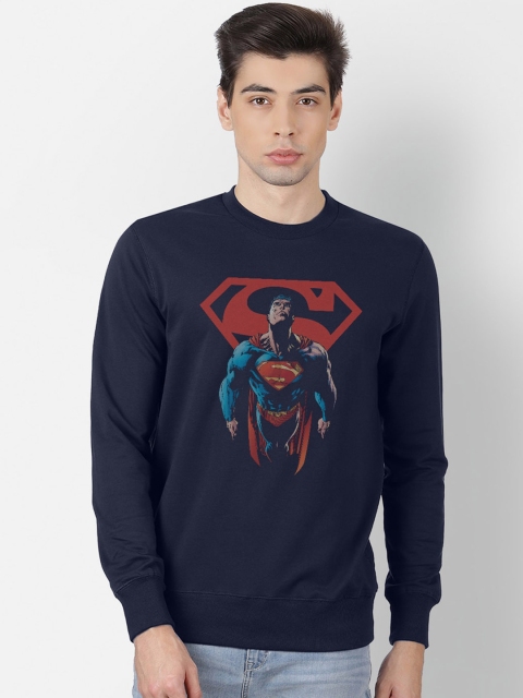 Free Authority Men Navy Blue Superman Print Sweatshirt