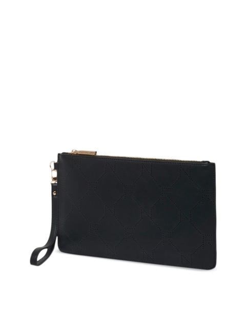 Forever New Black Solid Cut Work Purse Clutch