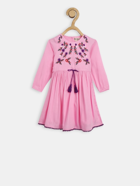 Bella Moda Girls Pink Embroidered Fit and Flare Dress