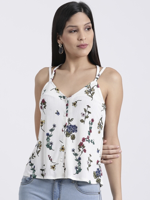 Zink London Women White Printed A-Line Top