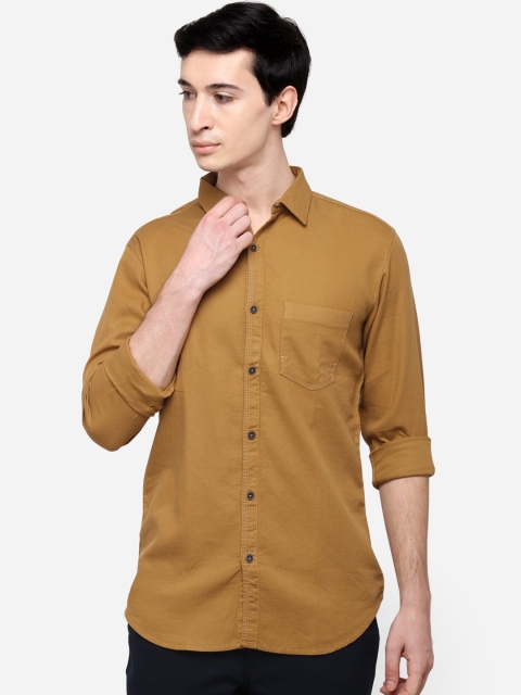 JADE BLUE Men Khaki Slim Fit Solid Casual Shirt
