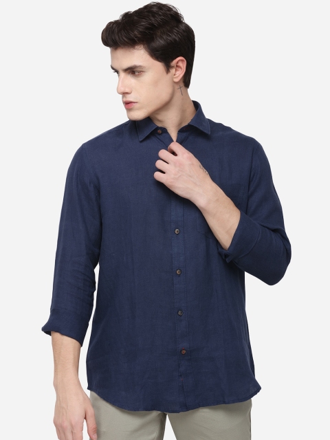 JADE BLUE Men Blue Tailored Fit Solid Casual Shirt