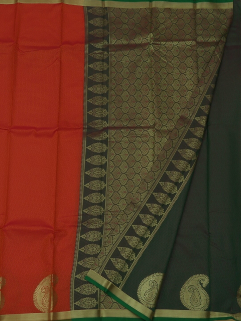 Pothys Rust Red & Green Art Silk Woven Design Saree