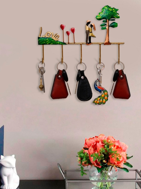eCraftIndia Unisex Green & Gold-Toned Love Theme Tribal Art Handcrafted 5 Hooks Iron Key Holder
eCraftIndia Unisex Green & Gold-Toned Love Theme Tribal Art Handcrafted 5 Hooks Iron Key Holder