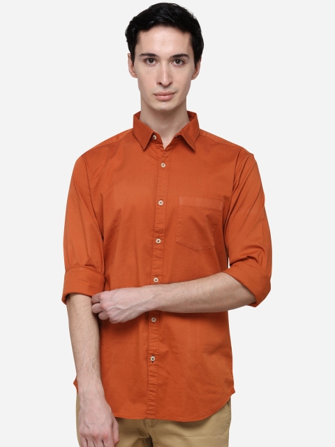JADE BLUE Men Rust Slim Fit Solid Casual Shirt
