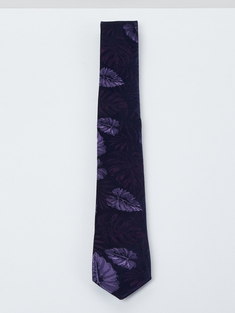 max Navy Blue & Purple Printed Broad Tie