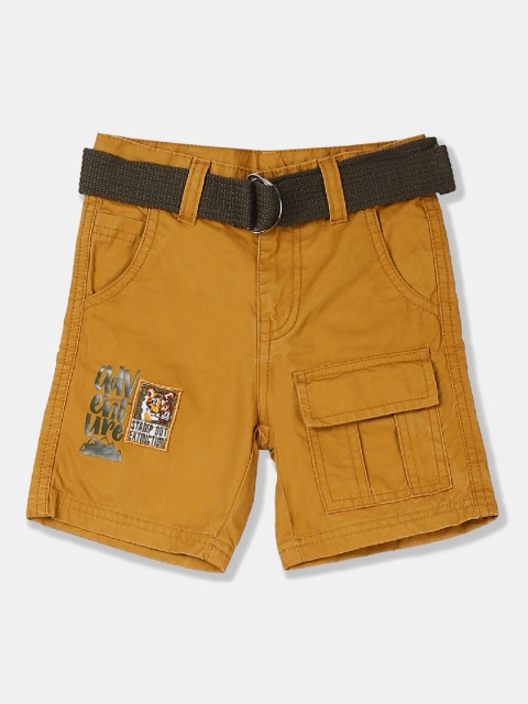 Cherokee Boys Mustard Yellow Solid Regular Fit Regular Shorts