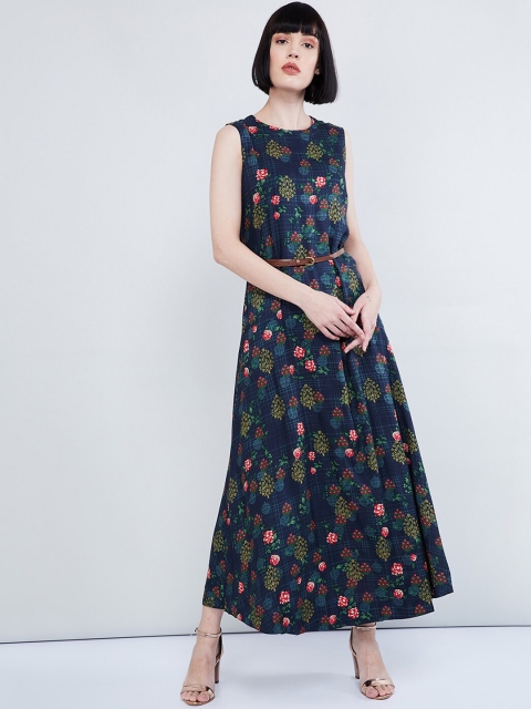 max Women Blue Printed Maxi Dress